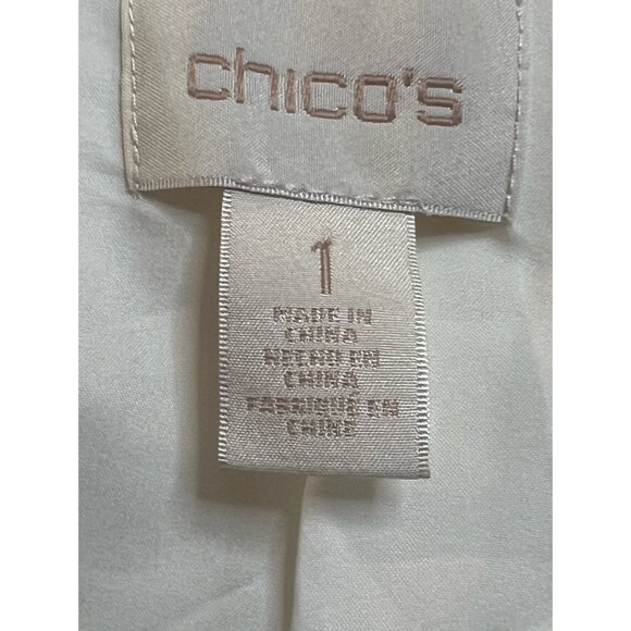 Chico’s cream knit textured cropped moto jacket size 1 (8) - Picture 9 of 12